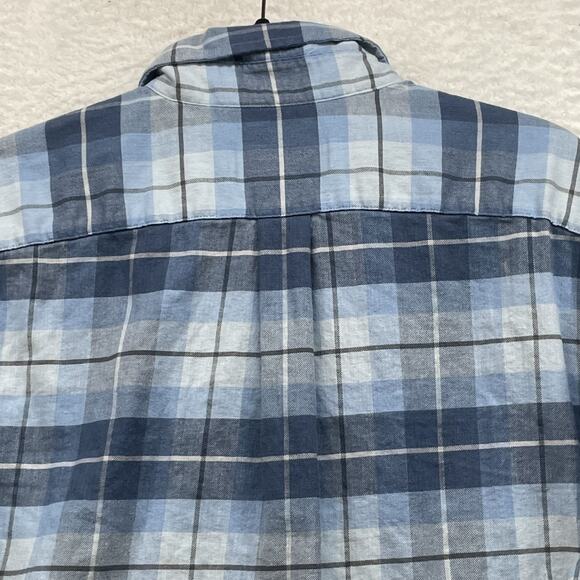 Vineyard Vines Shirt Mens Medium Blue Plaid Whale Logo Button Down Casual Cotton - Picture 6 of 11